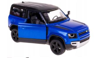 Land Rover Defender British Car Model Diecast Blue Toy Open Doors 1:36 Kinsmart