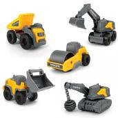 Set 5 Vehicles Volvo Roller, Dump Truck, Excavator, Bulldozer Dickie Toys