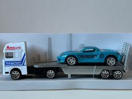 Car Tow Truck Transporter + Sport Car Blue Model Diecast Toy 1:64-1:87 Scale