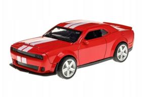 Dodge Challenger USA Car Model Red Diecast Pull-Back Function Pop The Hood Toy