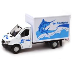 Mercedes-Benz Sprinter Cargo Box Fish Car Model Diecast 1:34-1:39 Scale Welly