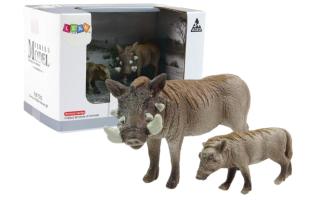 The World of Animal Big Quality Figure African Warthog with Child Model Toy Gift