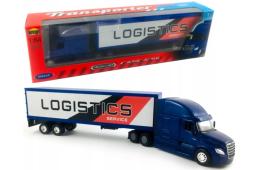 Freightliner Logistics American Delivery Truck Model Diecast Blue Toy 1:64 Welly