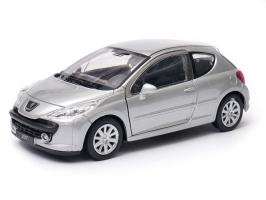 Peugeot 207 Popular French Car Model Diecast Silver 1:34-1:39 Scale Welly