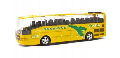 Bus Model Metal Diecast Toy Yellow Sound Light Pull Back 1:70 Welly