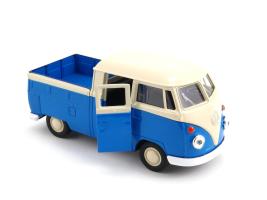 Volkswagen T1 Double Cabin Pick Up Germany Car Model Blue Diecast 1:34-39 Welly