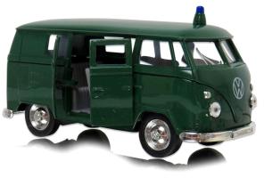 Volkswagen T1 Bus Police 1963 German Vintage Car Model Diecast Toy Green 1:34