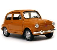 Fiat 600 Legendary Italian Car Model Metal Diecast Toy Orange 1:34 Welly