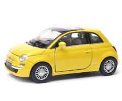 2007 Fiat 500 Italian Family Car Model Yellow Diecast 1:34-1:39 Scale Welly