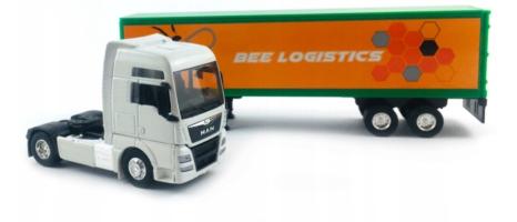 MAN TGX XXL Bee Logistics Germany Truck Model Diecast Orange Toy 1:64 Welly