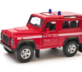 Land Rover Defender Fire Brigade Italian Car Model Diecast Toy 1:34-1:39 Welly