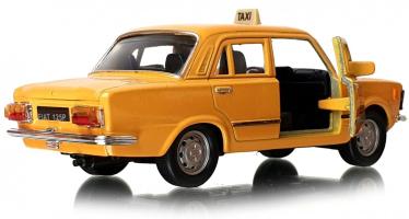 Fiat 125p Taxi Polish Vintage Car Model Metal Diecast YellowToy in box 1:34