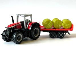 Massey Ferguson Tractor + Trailer Bales Model Toy Diecast 1:87 Scale Maisto