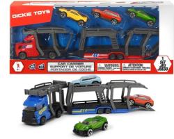 Red Car Carrier Lorry/Truck +3 Cars Model Toy Diecast 1:64 Dickie Toys