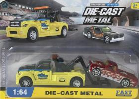Lift Tow Car Roadside Rescue Transport + Red Car Model Diecast Toy 1:64 Scale