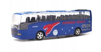 Bus Model Metal Diecast Toy Blue Sound Light Pull Back 1:70 Welly