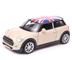 New Mini Hatch Flag British Car Model Toy Cream Diecast 1:34-1:39 Scale Welly