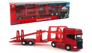 Scania V8 R 730 Transporter Car Swedish Truck Model Diecast Toy 1:64 Scale Welly