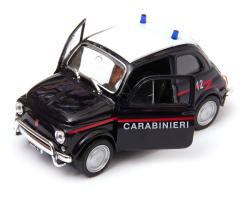 Fiat Nuova 500 Legendary Italian Carabinieri Car Model Diecast Toy 1:34 Welly