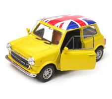 Mini Cooper 1300 with Flag British Car Model Toy Diecast 1:34-1:39 Scale Welly
